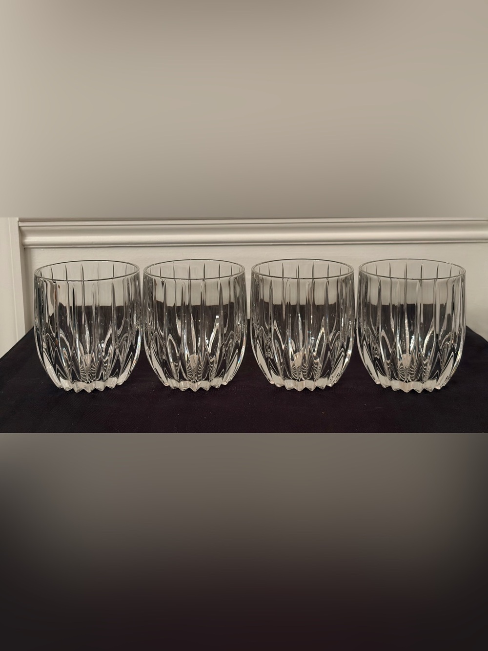 4 Mikasa PARK LANE Executive Double Old Fashioned Crystal Glasses 12oz MINT COND